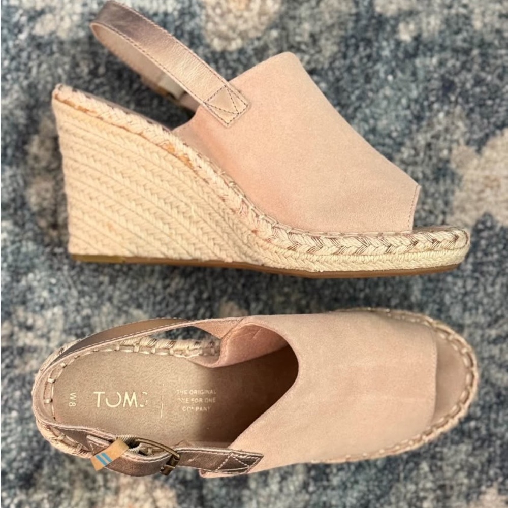 Toms Women's Pink Espadrille Wedges